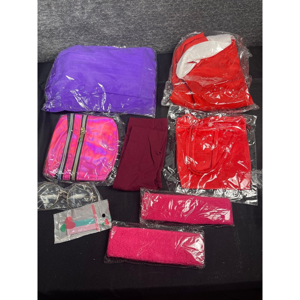 Girls Halloween Costume Set 11pc Red Shirt Purple Skirt Accessories 9-10 Years